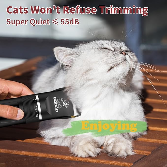 Cat Clippers for Matted Hair, Cat Grooming Kit, Cordless Cat Shaver for Long Hair, Low Noise Paw Trimmer, Cat Hair Trimmer for Grooming,Quiet Pet Hair Clippers Tools for Cats Dogs (Red)-Mewly Pet