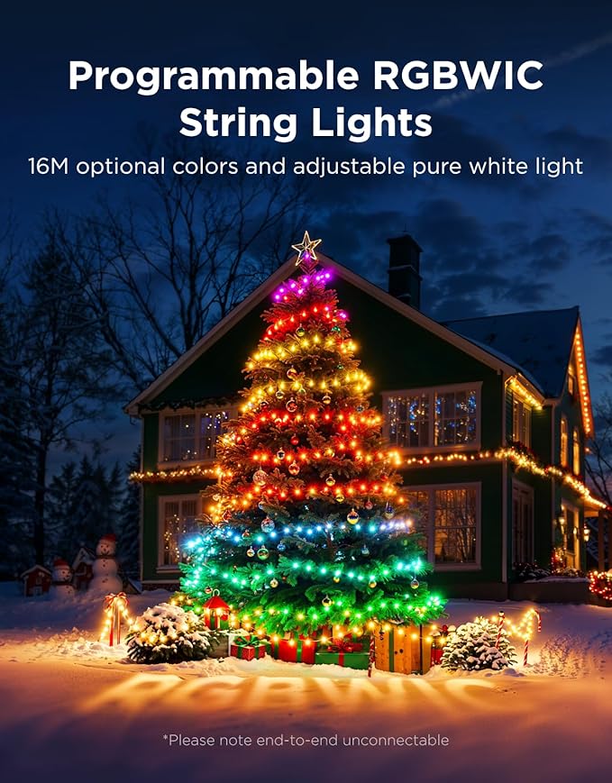 Govee Christmas Lights 2, RGBWIC 164FT 500LEDs String Lights for Holiday Decor, Smart Indoor Outdoor LED Decoration with Shape Mapping Function, 130+ Scene Modes, APP Control, Clear Wire