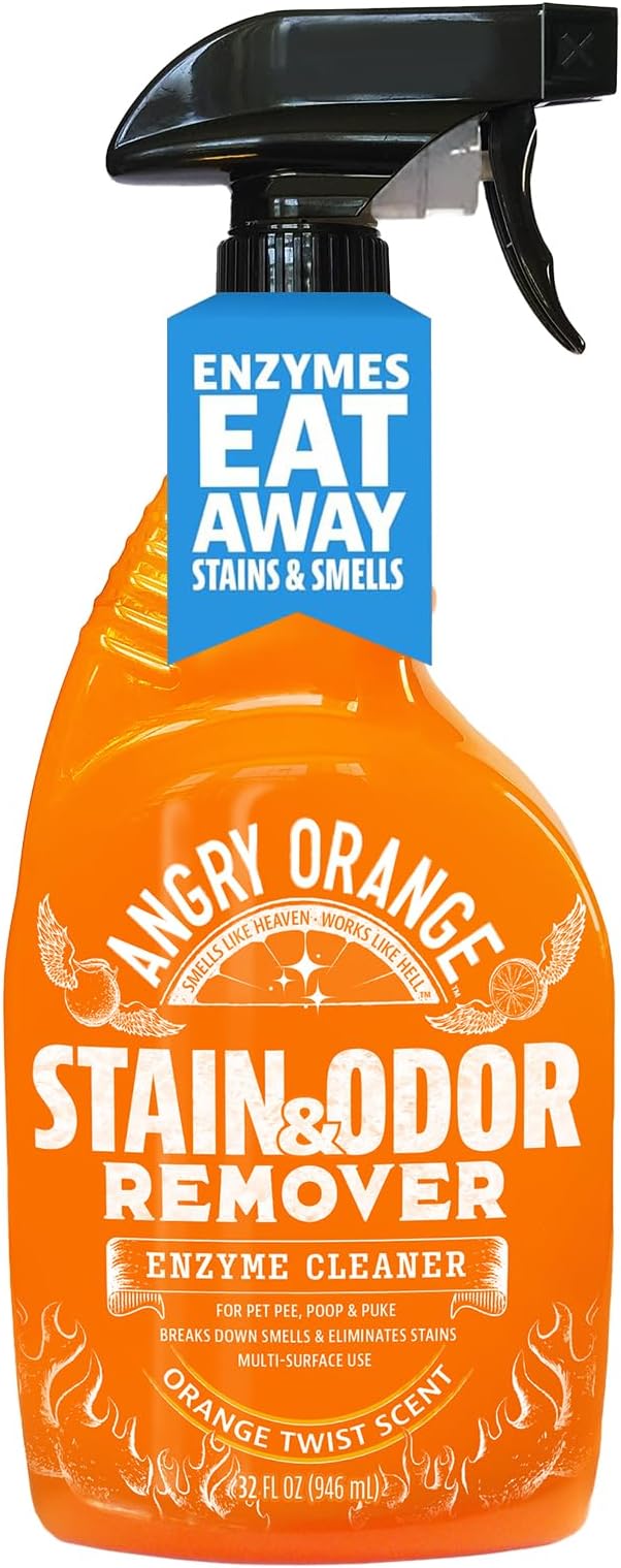 Angry Orange Stain Remover - 32oz Enzyme Pet Cleaner - Dog & Cat Urine Destroyer and Stain Remover - Citrus Spray Cleaning Solution - Puppy Supplies-Mewly Pet