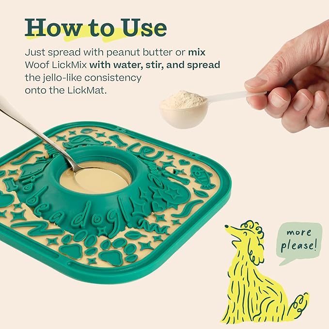 WOOF LickMat - Easy-to-Clean Lick Mat for Dogs - Slow Feeder Mat with Non-Slip Design - BPA-Free Silicone Lick Mat - Interactive Dog Toys - Lavender-Mewly Pet