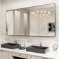 LOAAO 72X36 Inch Brushed Nickel Bathroom Mirror, Rounded Rectangle Silver Metal Frame Mirror, Brushed Nickel, Anti-Rust, Shatter Proof, Hangs Horizontally or Vertically