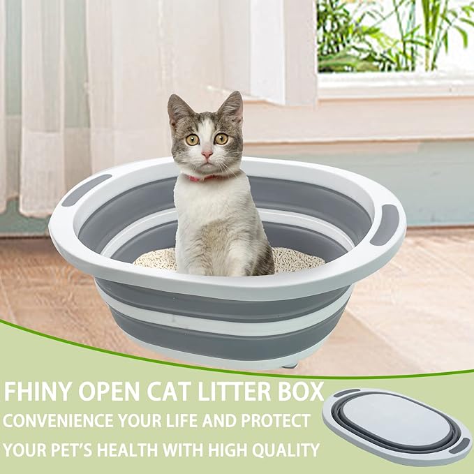 Fhiny Open Cat Litter Box, Small Litter Box for Kittens Low Entry Kitty Potty Pan Foldable Travel Toilet Waterproof for Indoor Small Pet Senior Cats 15.7"×12.5"-Mewly Pet
