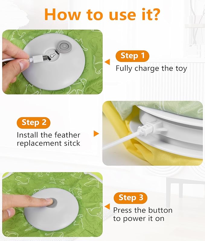 Interactive Cat Toy, Rechargeable Cat Toys for Bored Indoor Adult Cats, Hide and Seek Cat Toy with Motion Activated, Feather Toys, Chirping, Exercise Toys for Indoor Bored Adult Cats-Mewly Pet