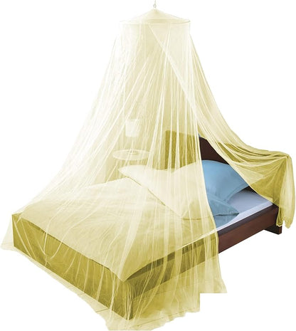 Just Relax Decorative Elegant Bed Net Canopy Set Including Full Hanging Kit, Ideal for Indoors or Outdoors, Intended for Covering Beds, Cribs, Hammocks (Yellow, Queen/King)