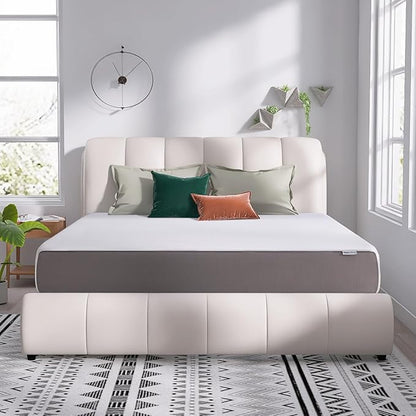 Amazon Basics Memory Foam Mattress, Medium Firm, 12 Inch, California King, White/Grey