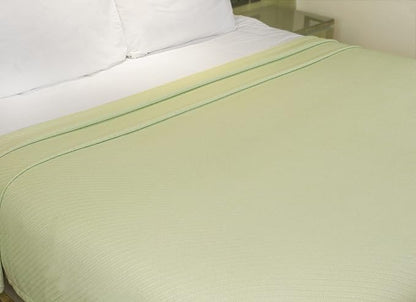 COTTON CRAFT Soft Cotton Thermal Blanket - Plush Herringbone Twill - All Season Luxurious Breathable Skin Friendly Lightweight Cooling Throw Blanket - Sofa Couch Travel Camping Dorm - Full Queen Sage