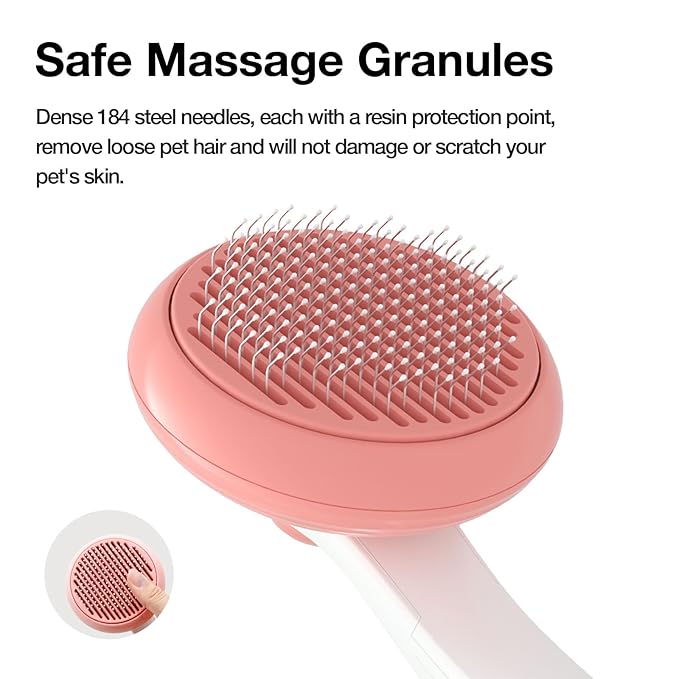 Slicker Brush for Cats & Dogs, Pet Grooming Self Cleaning Brush for Shedding, Cat Deshedding Brush Easily Removes Tangles Hair and Loose Undercoat, Pink-Mewly Pet