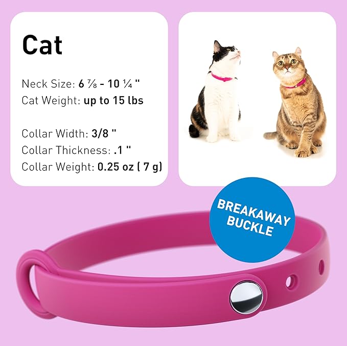 Cat Collar 2 Pack - Soft, Comfortable, and Lightweight Safety Breakaway Collar with Name Tag Ring for Outdoor Cats and Sensitive Skin Kittens by Nuvuq (6 ⅞" to 10 ¼", Pink)-Mewly Pet