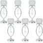 6 Pcs Silver Elegant Metal Crystal Tea Light Candle Holders with Crystal Pendants, Hollow Design - Wedding Table Centerpieces for Anniversary Birthday Party, Home Decor