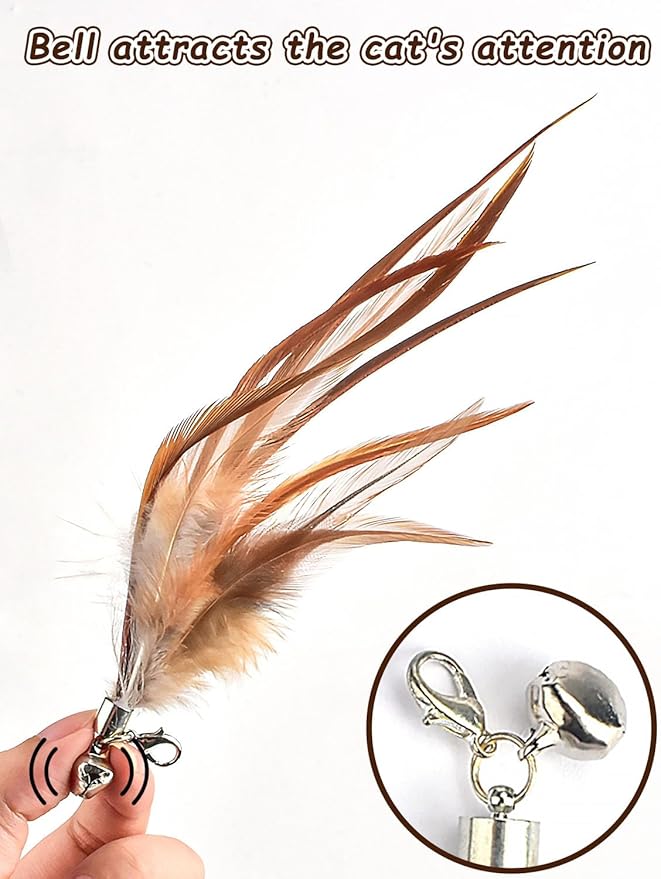 Cat Feather Toys Refills Cat Wand Replacement Feathers 6 PCS Handmade Cat Toy Feather Refills for Cat Wand Attachments Interactive Feather Cat Toy for Indoor Cats-Mewly Pet