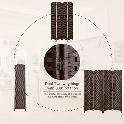 Rose Home Fashion 6 ft Tall Room Divider, Room Dividers and Folding Privacy Screens, 15.7in Privacy Screen 3 Panel Partition Temporary Wall Separation for Private, Brown