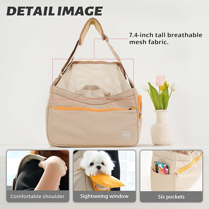 Soft and Comfortable Pet Carrier and Business Backpack with Strong Support - Ideal for Business, Travel, and Outings with Small Dogs and Cats (Kahki,15.7" L x 5.5" W x 9.8" H，up to 16lbs-Mewly Pet