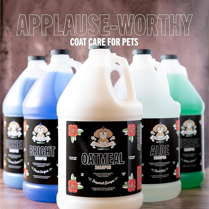 Bark2Basics Rock The Dog Oatmeal Dog Shampoo, 1 Gallon - Natural Colloidal Oatmeal, Natural, Calms Dry Itchy Irritated Skin, Moisturizes and Soothes The Skin and Coat, Professional Grade-Mewly Pet