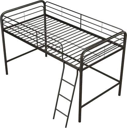 DHP Junior Loft Bed, Space-Saving Metal Frame, Black Finish, Ideal for Younger Children
