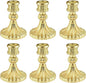 Glass Candlestick Holder,Striped Taper Candle Holders,Set of 6 Candle Stand for Table Centerpieces, Home Decor,Weddings,Festival and Parties (Gold Stripe)