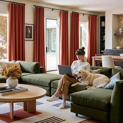 Lazzzy Velvet Blackout Curtains Thermal Insulated Room Window Drapes Super Soft Luxury Curtains for Living Room Bedroom Rod Pocket 2 Panels, Rust Red, 52" W x 120" L