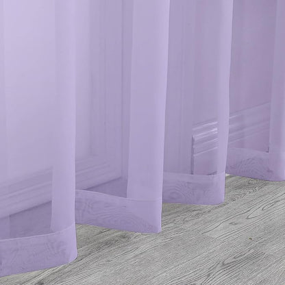 Chyhomenyc Lilac Sheer Curtains 63 Inch Length 2 Panels, Light Filtering Airy Rod Pocket Window Curtain Treatment Drapes for Bedroom Living, Each 42Wx63L Inches