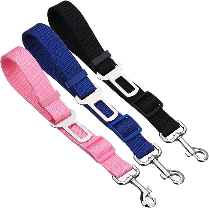 Elisel Elisel 2 Packs Adjustable Length Pet Dog Cat car seat Belt Pet seat Belt Pet Accessories for Dogs Cats and Pets (Black)-Mewly Pet