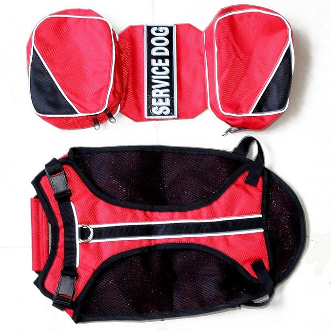 Serijoars Dog Vest Harnesses with Saddlebag Backpack for Camping & Travel - Reflective Hound Hiking Backpack Saddle Bag - Lightweight Vest Harness for Medium & Large Dogs (Red, S)-Mewly Pet