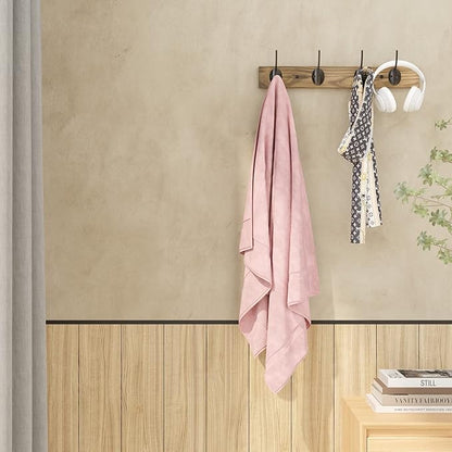 Coat Hooks Wall Mounted, Wooden Hat Rack with 4 Hooks for Entryway, Bathroom,Bedroom(Brown)