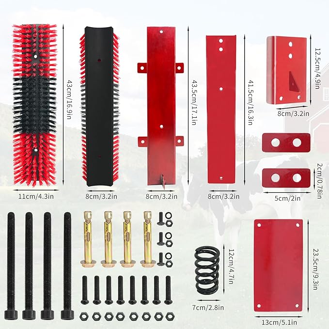 Livestock Scratch Brush With Spring Iron Holder，Animal Back Scratching Brush For Cow,Cattle,Sheep, Horses,Pigs，Massage Grooming Tool-Mewly Pet