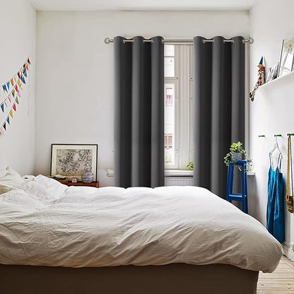 BGment Blackout Curtains for Bedroom - Grommet Thermal Insulated Room Darkening Curtains for Living Room, Set of 2 Panels (38 x 84 Inch, Dark Grey)