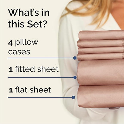 Cal King 6 Piece Sheet Set - Comfy Breathable & Cooling - Ultra-Soft Hotel Luxury Bedding Set with 8-16 Inch Deep Pockets - 1 Flat & 1 Fitted Sheet & 4 Pillowcases - Wrinkle Free & Easy Care - Mauve