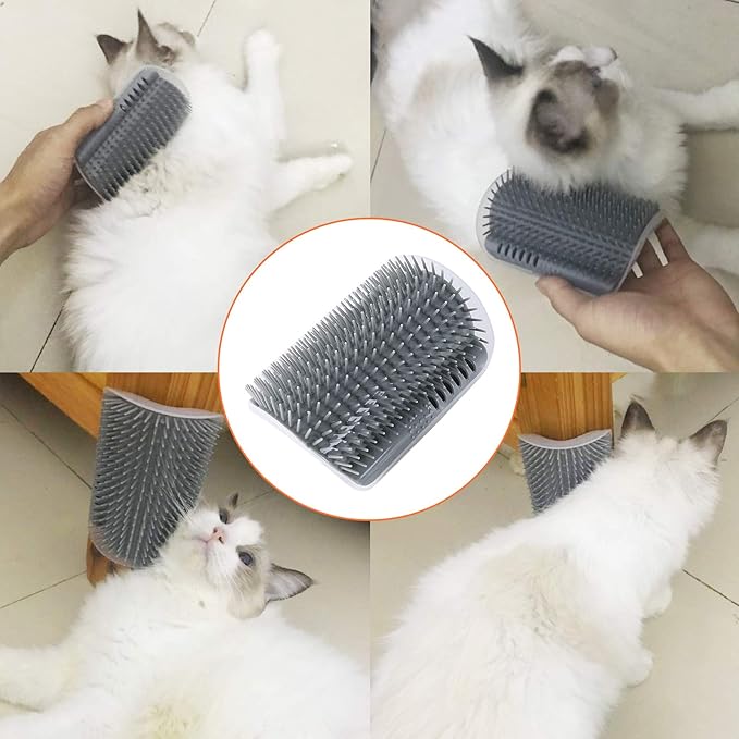 2 PACK Cat Self Grooming Corner Scratcher with Catnip, Massage Comb Brush for Long & Short Fur-Mewly Pet