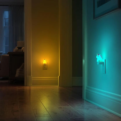 DORESshop LED Night Light for Kids[2 Pack], 3D Cute Unicorn Night Lights Plug into Wall with Dusk to Dawn Sensor, RGB+Soft White 3000K Night Light, Christmas Birthday Gift for Kids, Room Decor