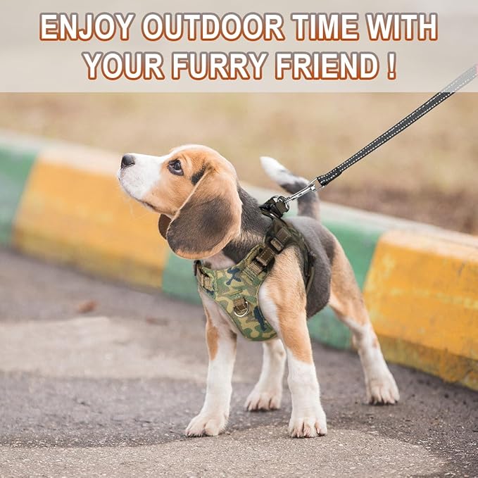 Dog Harness Step in Dog Vest Harness, Reflective Adjustable Puppy No Pull Harness Breathable Soft for Small and Medium Dogs Cats, Camo, XS-Mewly Pet