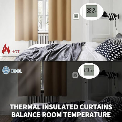 BGment Blackout Curtains - Grommet Thermal Insulated Room Darkening Bedroom and Living Room Curtains, Set of 2 Panels (52 x 120 Inch, Khaki)