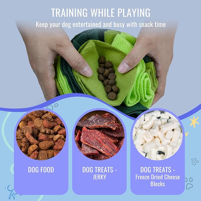 Pet Snuffle Ball, Puzzle Sniffing Interactive Dog Ball for Blind Dogs Training Stress Relief Dog Enrichment Toys Treat Machine Washable (20cm, Gradient Green)-Mewly Pet