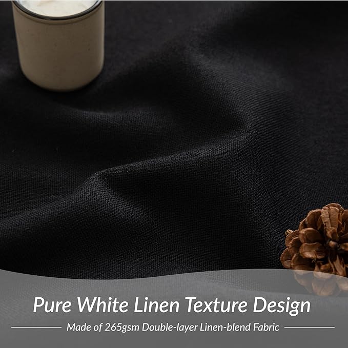 KangBang Pinch Pleat Black Out Linen Curtains 96 Inches Long, Noise Blocking Modern Pleated Drapes for Living Room with Hooks, Light Blocking Vertical Drapes for Office Hotel 2 Panels,40Wx96L, Black