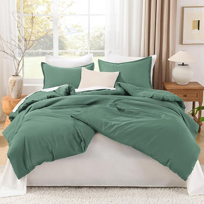 Litanika Comforters Twin/Twin XL Size Haze Green, 2 Pieces Lightweight Solid Bedding Set & Collections, All Season Fluffy Bed Set (66x90 Inches Comforter & 1 Pillowcase)