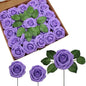 JOYLEX Purple Artificial Flowers Realistic Roses, 100pcs Real Looking Fake Roses with Stem for DIY Wedding Bouquets Centerpieces Bridal Shower Party Home Romantic Decorations (Purple)