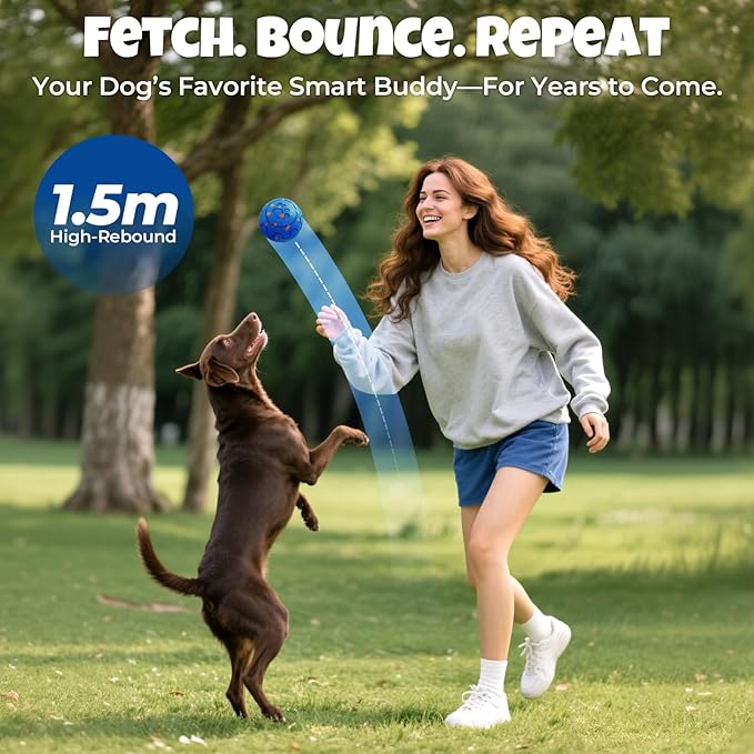 Dog Balls: Interactive Dog Ball Auto Rolling - Interactive Dog Toys for Aggressive Chewers - Bouncy & Throwable, Type-C Rechargeable, Washable, for Small & Medium & Large Dogs – Blue-Mewly Pet