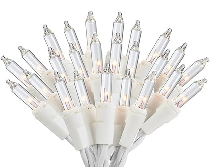 Holiday Pride White Christmas Tree Lights - 100 Count Clear White Lights String on White Wire - 24 Ft - Indoor/Outdoor Use - UL Listed - Static & Flashing Modes - Connectable