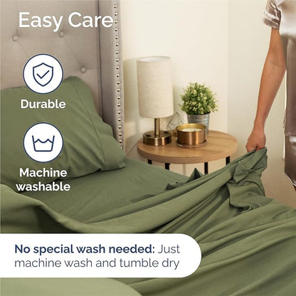 Queen 6 Piece Sheet Set - Comfy Breathable & Cooling - Ultra-Soft Hotel Luxury Bedding Set w/ 8-16 Inch Deep Pockets - 1 Flat & 1 Fitted Sheet & 4 Pillowcases - Wrinkle Free & Easy Care - Sage Green