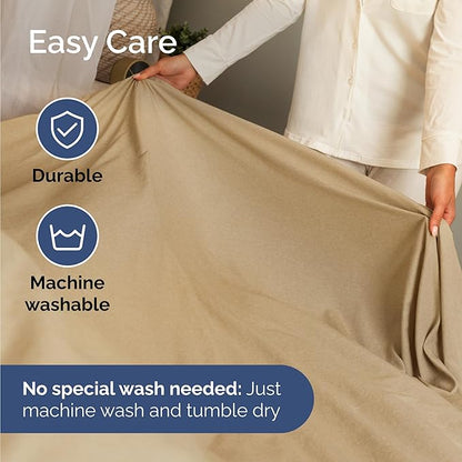 Twin 4 Piece Sheet Set - Comfy Breathable & Cooling - Ultra Soft Hotel Luxury Bedding Set w/ 8-16 Inch Deep Pockets - 1 Flat & 1 Fitted Sheet & 2 Pillowcases - Wrinkle Free & Easy Care - Heathered Tan