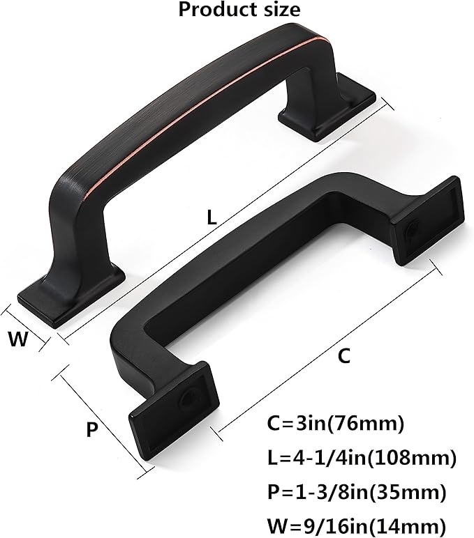 Khtumeware 6 Pack 3 Inch Cabinet Handles Oil Rubbed Bronze Pulls for Drawers, Kitchen Cabinets, Cupboards - Hardware Handles