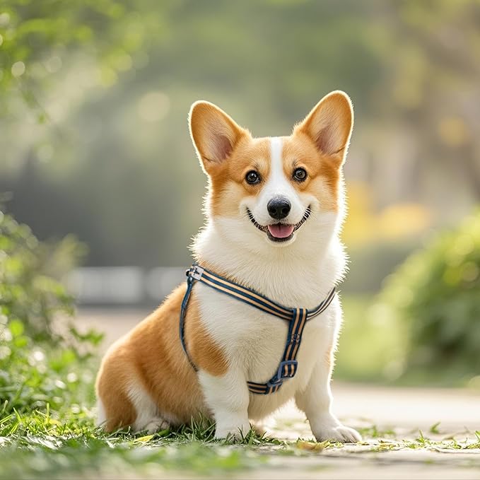 Stripe Step in Dog Harness for Small Dogs, Freedom Nylon Dog Halter Vests, Lightweight and Escape Proof Puppy Harness, Quick Fits for Small Medium and Large Dogs, Blue XS-Mewly Pet