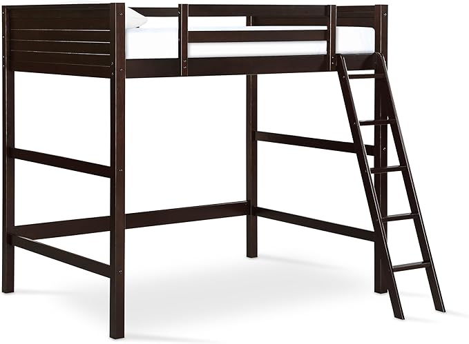 DHP Denver Full Size Loft Bed, Espresso Finish, Sturdy Wood Construction, Space-Saving Design, Kids Loft Bed