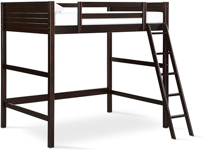 DHP Denver Full Size Loft Bed, Espresso Finish, Sturdy Wood Construction, Space-Saving Design, Kids Loft Bed