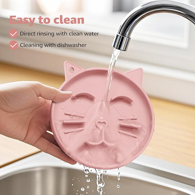 Coomazy Silicone Slow Feeder Dog Cat Bowls, Interactive Puzzle Toy for Pets Dry/Wet Food Training, Keeps Dogs Cats Busy, Prevents Puppy Kitty Overeating (Pink, 0.8 Cup)-Mewly Pet