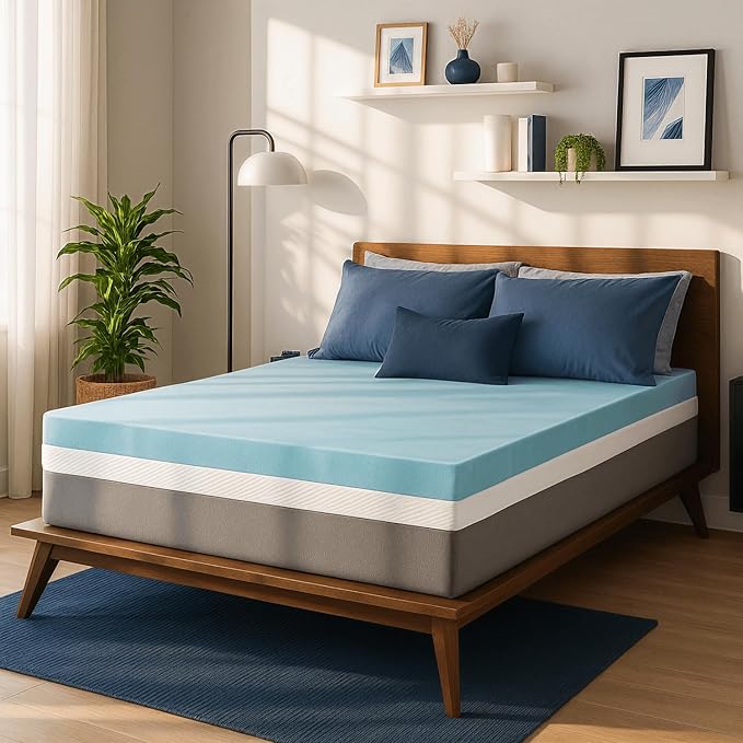 Sure2Sleep Gel Swirl Memory Foam Mattress Topper - 2 Inch, Pressure Relieving, Cooling Comfort - Made in The USA & CertiPUR-US Certified - Softens Firm Beds and Extends Mattress Life - King Size