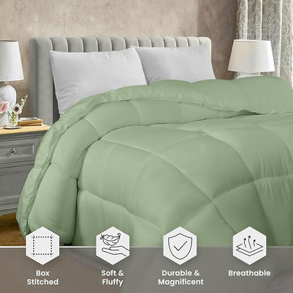 Utopia Bedding Comforter Duvet Insert, Quilted Comforter with Corner Tabs, Box Stitched Down Alternative Comforters King Size (Sage Green)