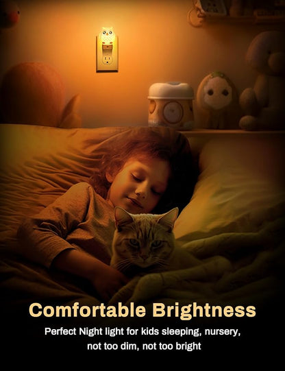 DORESshop Owl Night Lights Plug Into Wall [2 Pack], Cute Night Light for Kids, 8-Color LED Night Light, Nightlight with Dusk to Dawn Sensor for Kids Room, Bathroom, Bedroom Décor, Children Gift