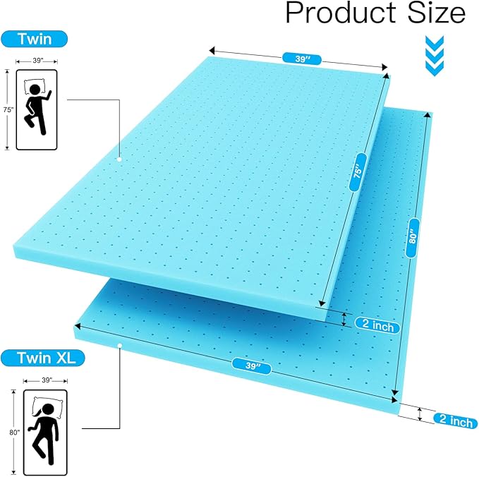 3 Inch Twin (39"x75") Memory Foam Mattress Topper, Cooling Gel Infused Mattress Pad, Soft Bed Topper for Pressure Relief Back Pain, Breathable, CertiPUR-US Certified