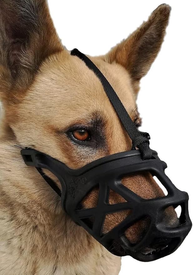 Mayerzon Dog Muzzle, Breathable Basket Muzzles for Small, Medium, Large and X-Large Aggressive Dogs Beagle German Shepherd Doberman, Cage Mouth Guard Stop Biting Chewing for Grooming Training-Mewly Pet