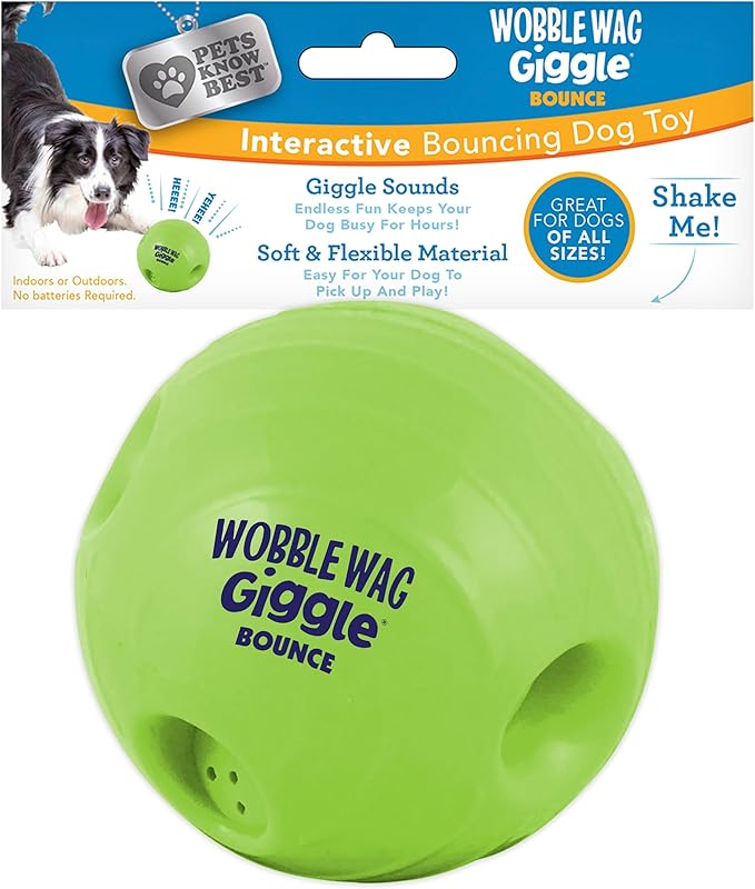 Wobble Wag Giggle Bounce Interactive Dog Toy- Sound Making Bouncing Ball for Dogs Ages Indoor & Outdoor Play, Soft & Durable with Easy Grip Design- Pets Know Best-Mewly Pet